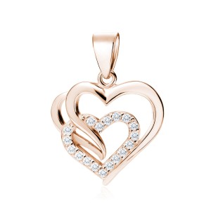 Pandantiv argint placat cu aur roz inima cu pietre DiAmanti Z0655CRG-DIA (Argint 925‰ 1,5 g.)